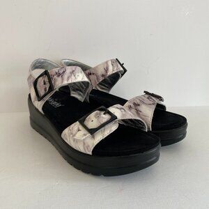 Alegria Morgyn Marbleized Platform Sandals EU 41 US 10.5-11 White Black